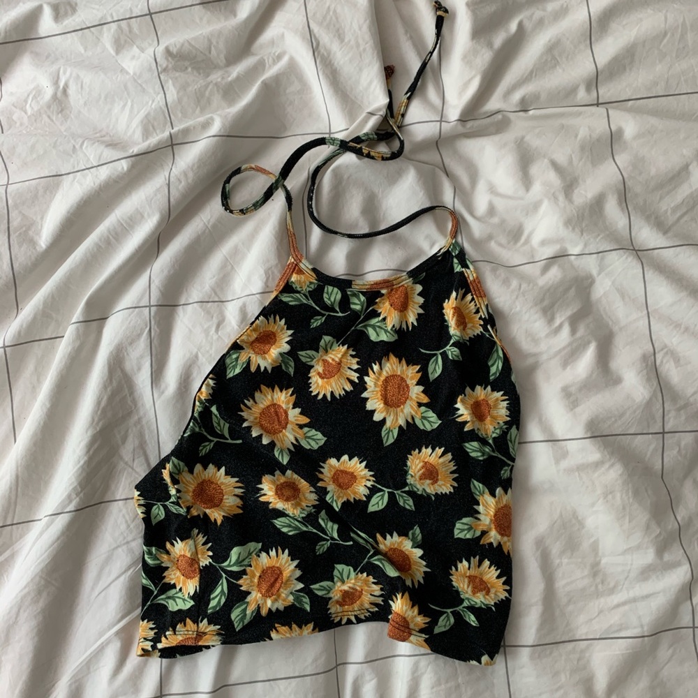 Sunflower halter crop top